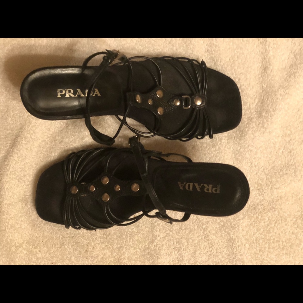 Prada Black Leather Heels Authentic
